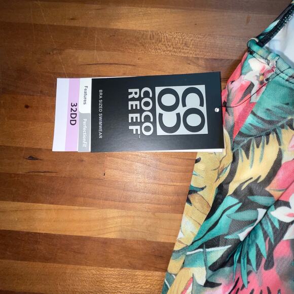 Coco Reef tropical print Bra Sized Tankini Swim Top 32DD - Picture 6 of 8